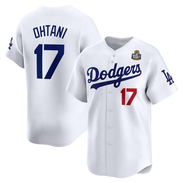 vanessashop Los Angeles Dodgers #17 Shohei Ohtani White  2024 World Series Home Limited Cool Base Stitched Jersey