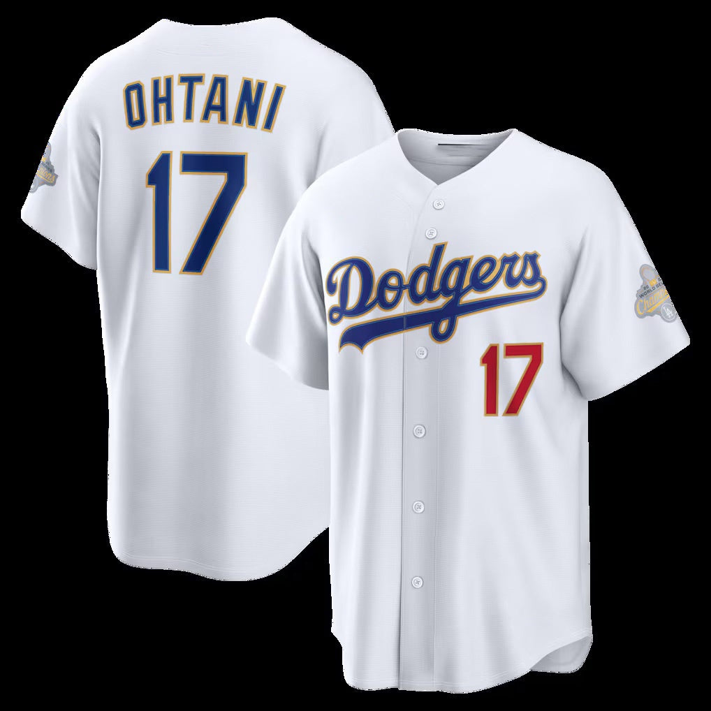 vanessashop Los Angeles Dodgers #17 Shohei Ohtani White  2026 Gold Collection Stadium Jersey