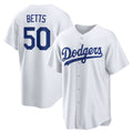 vanessashop Los Angeles Dodgers #50 Mookie Betts White  Home Replica Player Name Jersey