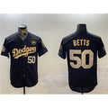 vanessashop Los Angeles Dodgers #50 Mookie Betts Black Gold  2024 World Series With No. 34 Patch Limited Stitched Jersey