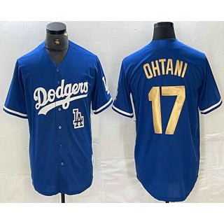 vanessashop Los Angeles Dodgers #17 Shohei Ohtani Blue Gold  Stitched Cool Base Jerseys
