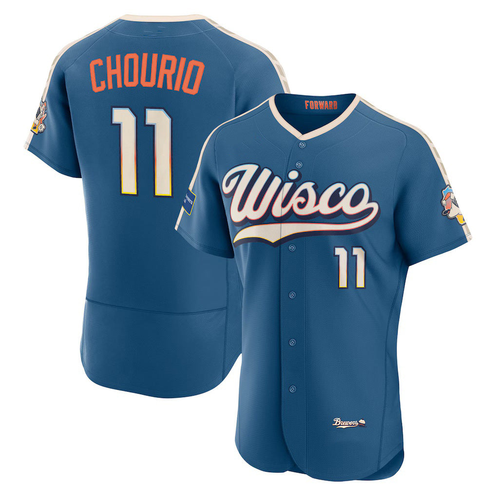 vanessashop Milwaukee Brewers #11 Jackson Chourio Mineral Blue  2026 City Connect Authentic Sponsor Patch Jersey
