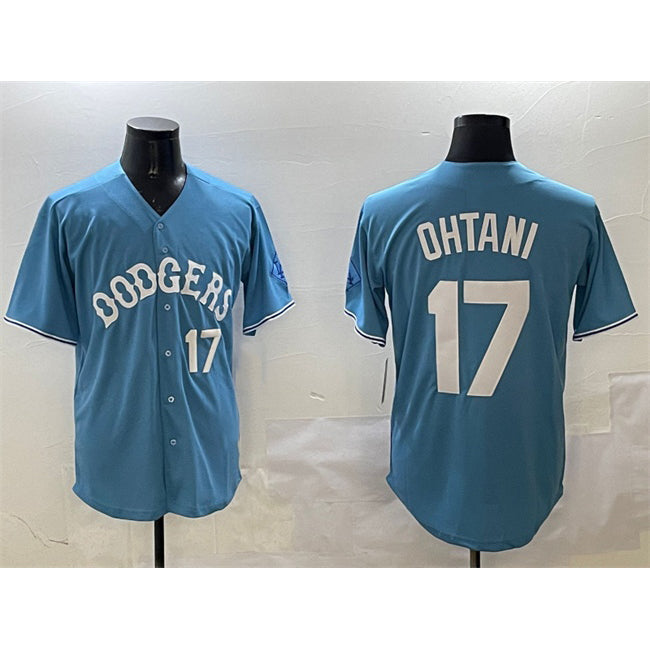 vanessashop Los Angeles Dodgers #17 Shohei Ohtani Light Blue  Limited Stitched Jersey
