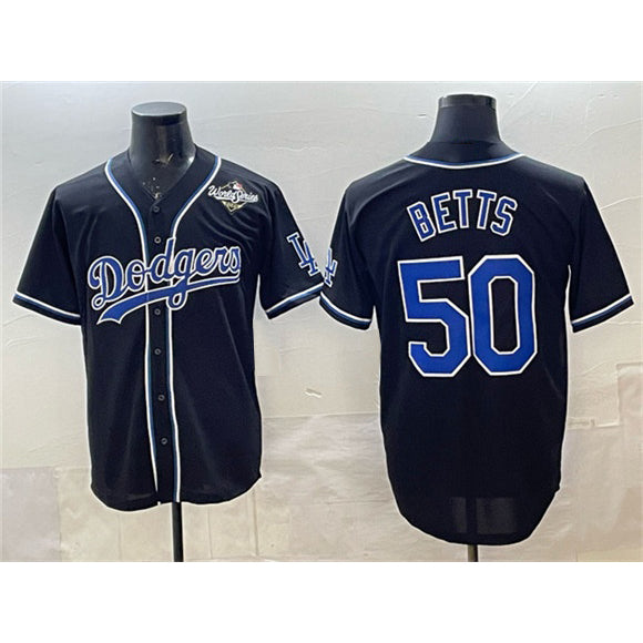 vanessashop Los Angeles Dodgers #50 Mookie Betts Black  Fashion 2025 World Series Cool Base Stitched Jersey