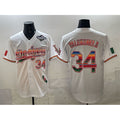 vanessashop Los Angeles Dodgers #34 Fernando Valenzuela White  Mexico California Patch 2025 World Series Patch Stitched Jersey