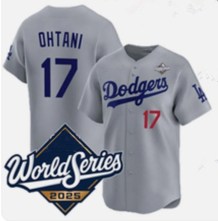 vanessashop Los Angeles Dodgers #17 Shohei Ohtani Gray  2025 World Series Limited Stitched Jersey