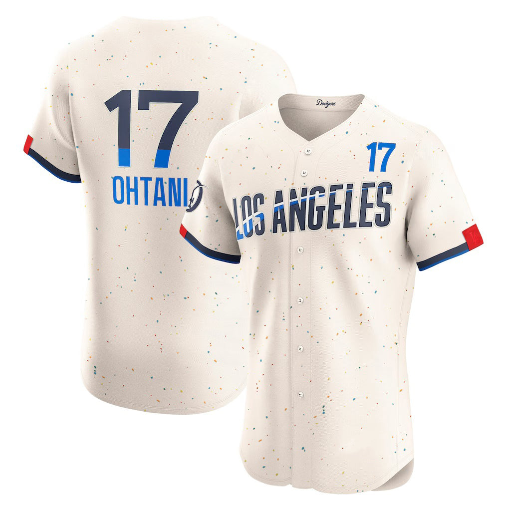 vanessashop Los Angeles Dodgers #17 Shohei Ohtani Cream  City Connect Elite Jersey