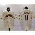 vanessashop Milwaukee Brewers #11 Jackson Chourio Cream  Stitched Cool Base Jersey 2