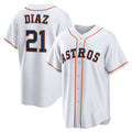 vanessashop Houston Astros #21 Yainer Diaz White  Home Replica Jersey