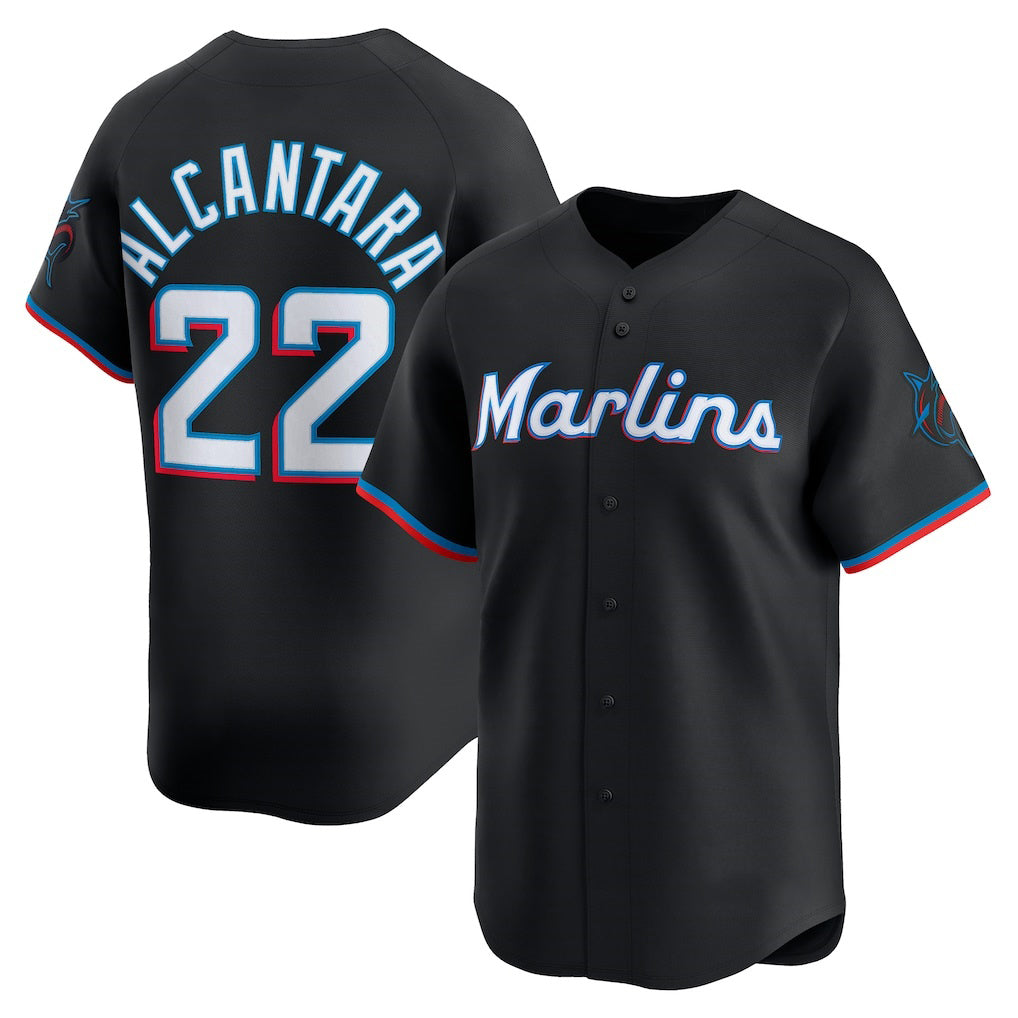 vanessashop  Miami Marlins #22 Sandy Alcantara Black  Alternate Limited Player Jersey
