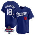 vanessashop Los Angeles Dodgers #18 Yoshinobu Yamamoto Royal  2024 World Series Champions Alternate Limited Stitched Jersey