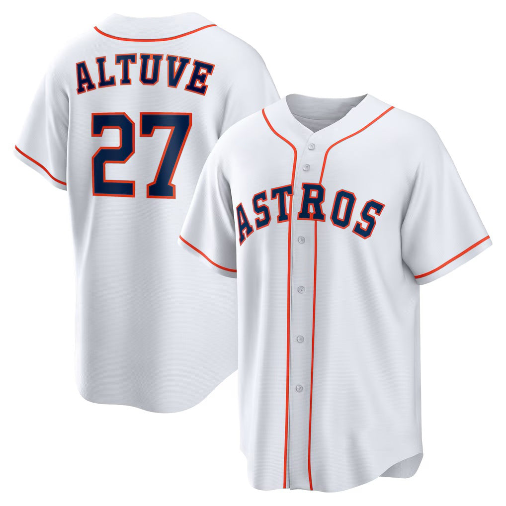 vanessashop Houston Astros #27 Jose Altuve White  Home Replica Player Name Jersey