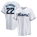 vanessashop  Miami Marlins #22 Sandy Alcantara White  Replica Player Jersey