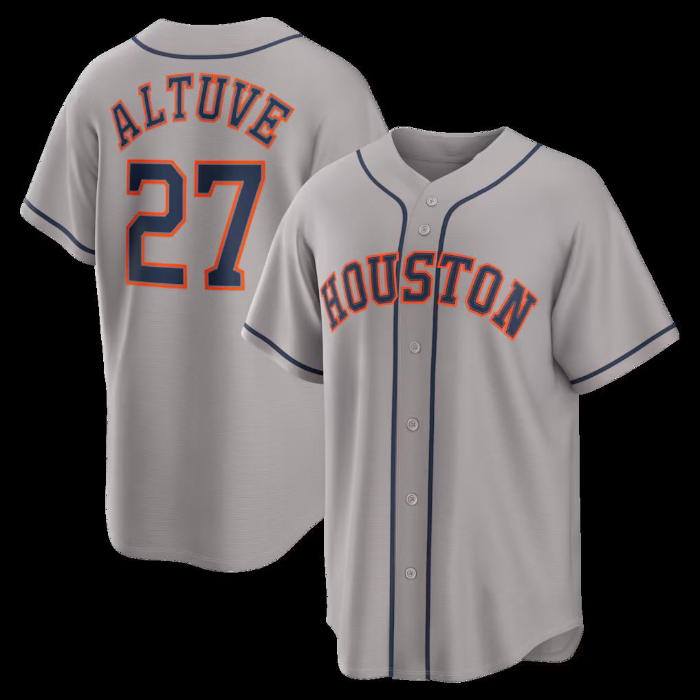vanessashop Houston Astros #27 Jose Altuve Gray  Road Replica Jersey