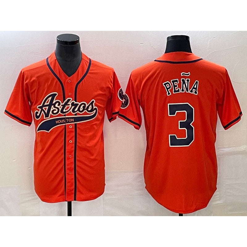 vanessashop Houston Astros #3 Jeremy Pena Orange With  Patch Cool Base Stitched Jersey