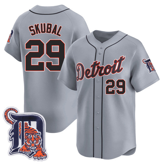 vanessashop Detroit Tigers #29 Tarik Skubal Gray  Logo Patch Vapor Premier Limited Stitched Jersey