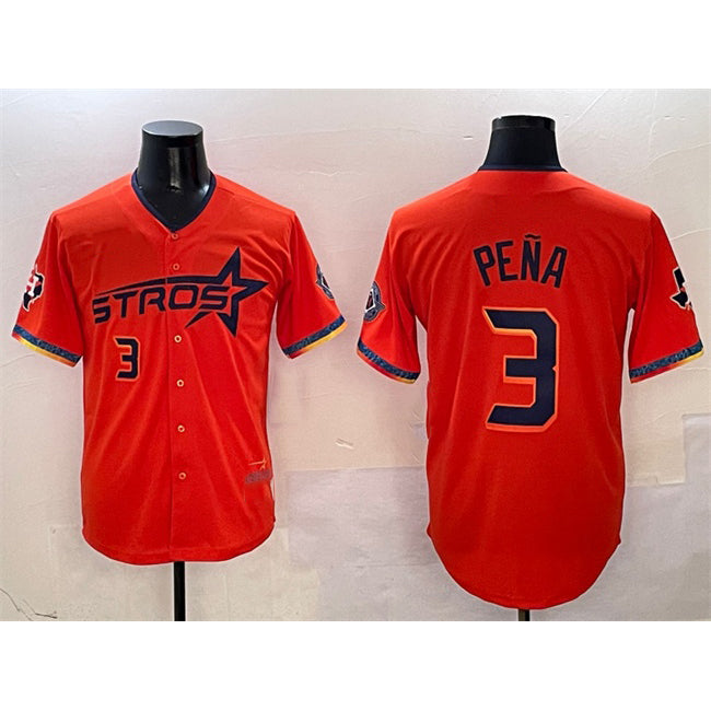 vanessashop Houston Astros #3 Jeremy Pena Orange  2025 City Connect With Texas Patch Limited Stitched Jersey