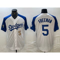 vanessashop Los Angeles Dodgers #5 Freddie Freeman Number White Blue  Fashion Stitched Cool Base Limited Jersey 3