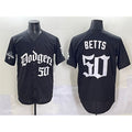 vanessashop Los Angeles Dodgers #50 Mookie Betts Black  2025 LA Gothic Style With 2024 World Series Champions Patch Vapor Premier Limited Stitched Jersey