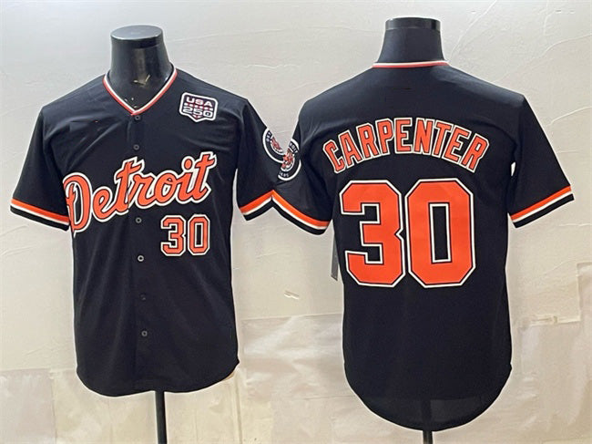 vanessashop Detroit Tigers #30 Kerry Carpenter Black  2026 Alternate USA 250' Patch Vapor Premier Limited Stitched Jersey