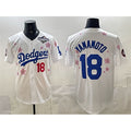 vanessashop Los Angeles Dodgers #18 Yoshinobu Yamamoto White  2025 World Series Patch Tokyo Series Limited Stitched Jersey