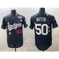 vanessashop Los Angeles Dodgers #50 Mookie Betts Black  2025 World Series Patch Tokyo Series Limited Stitched Jersey