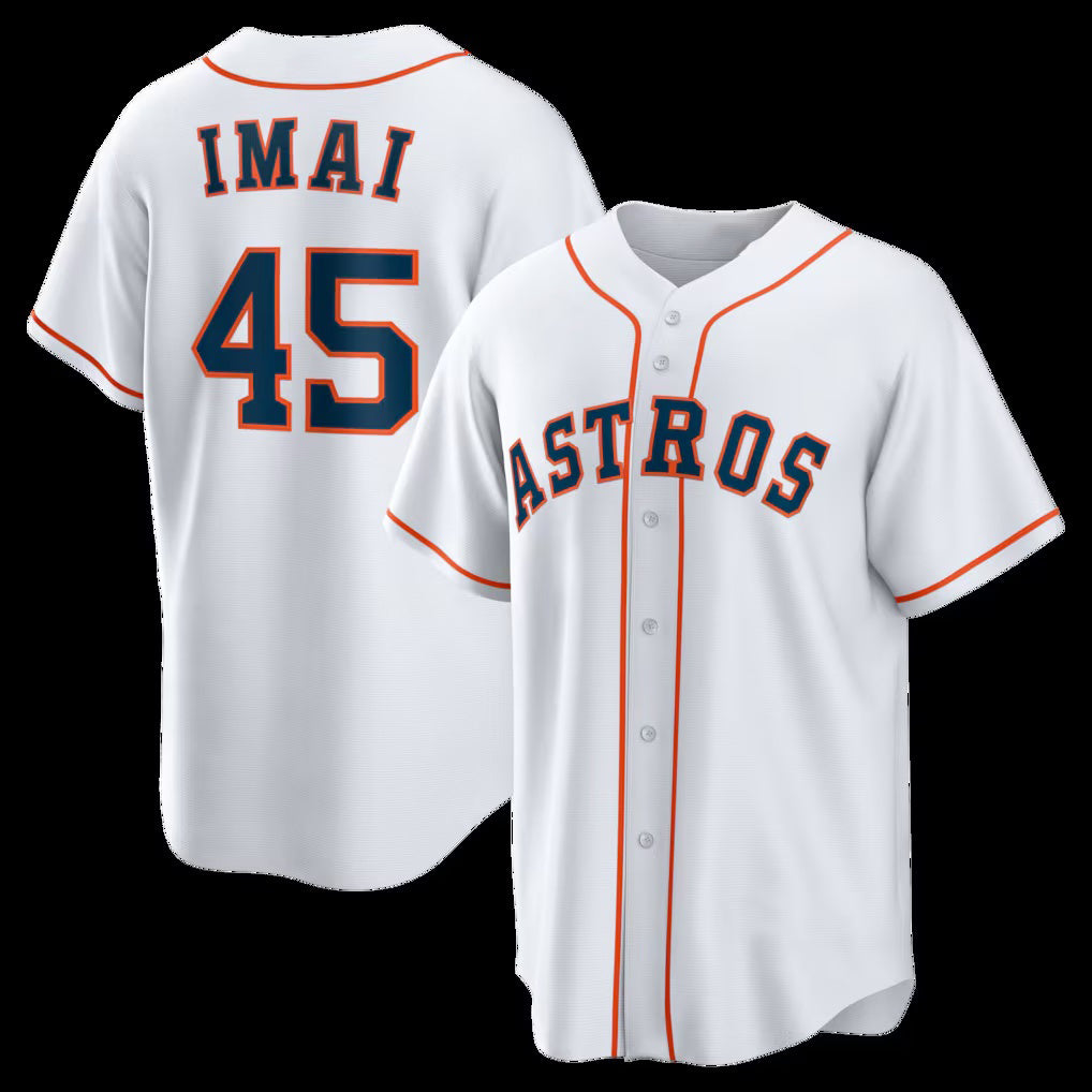 vanessashop Houston Astros #45 Tatsuya Imai White  Home Replica Jersey