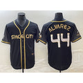 vanessashop Houston Astros #44 Yordan Alvarez Black  City Connect Cool Base Stitched Jersey