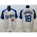 vanessashop Los Angeles Dodgers #18 Yoshinobu Yamamoto Number White Blue  Fashion Stitched Cool Base Limited Jersey