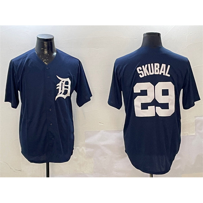 vanessashop Detroit Tigers #29 Tarik Skubal Navy  Cool Base Stitched Jersey