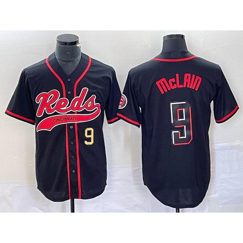 vanessashop Cincinnati Reds #9 Matt McLain Number Black  2023 City Connect Cool Base Stitched Jersey 2