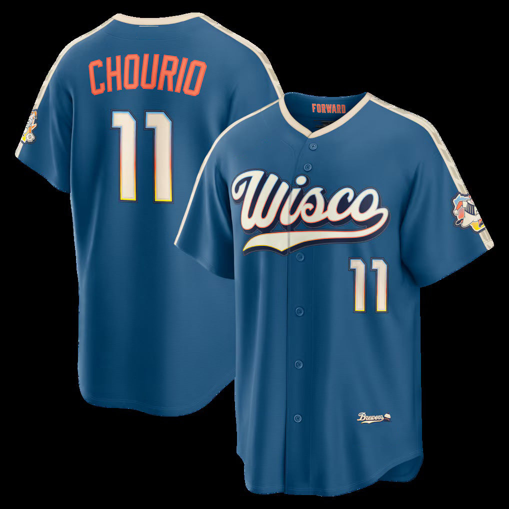 vanessashop Milwaukee Brewers #11 Jackson Chourio Mineral Blue  2026 City Connect Stadium Jersey