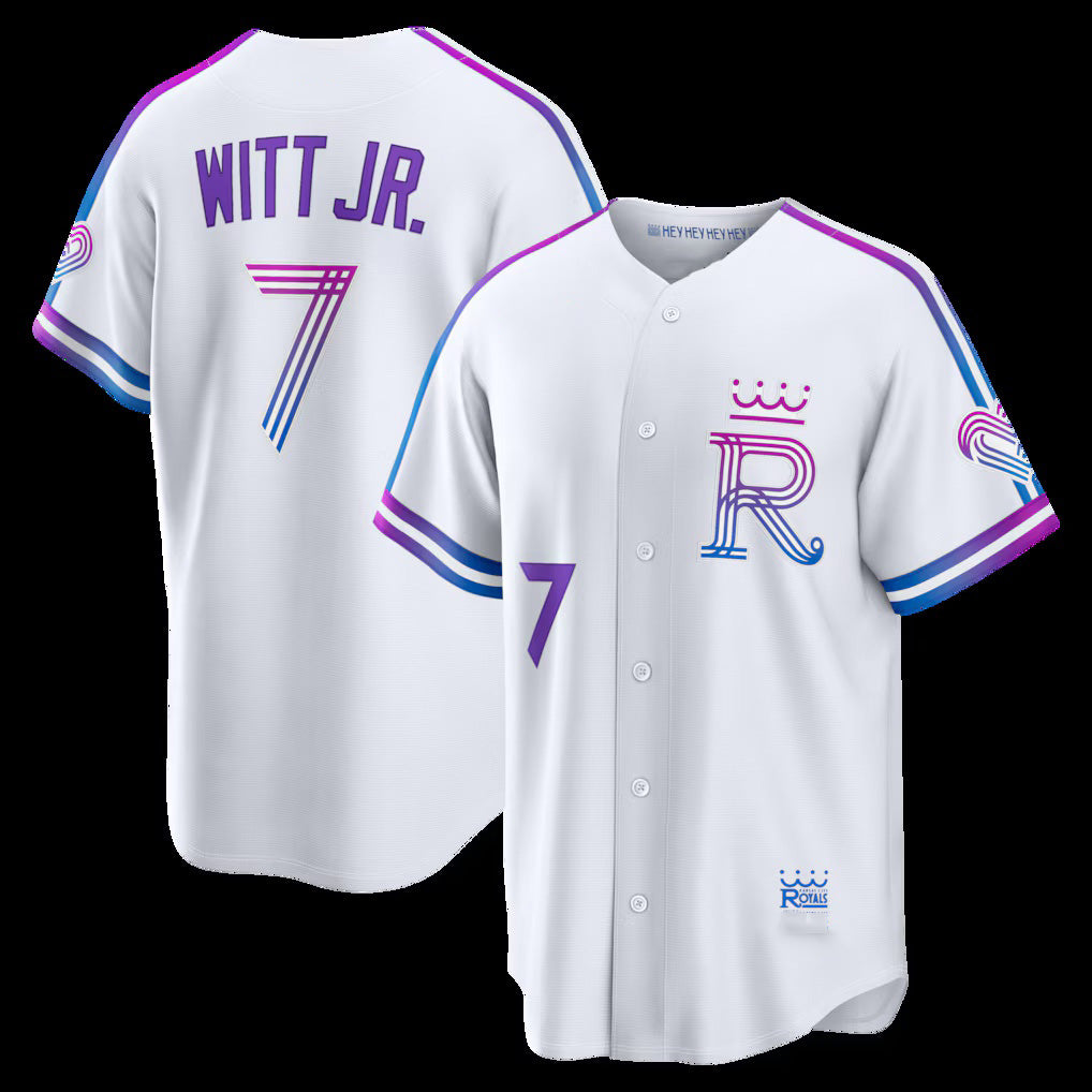 vanessashop Kansas City Royals #7 Bobby Witt Jr. White  2026 City Connect Stadium Jersey