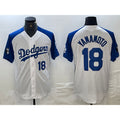 vanessashop Los Angeles Dodgers #18 Yoshinobu Yamamoto Number White Blue  Fashion Stitched Cool Base Limited Jersey 2