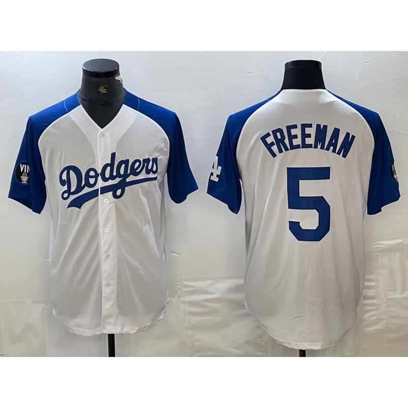 vanessashop Los Angeles Dodgers #5 Freddie Freeman White Blue  Fashion Stitched Cool Base Limited Jerseys