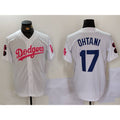 vanessashop Los Angeles Dodgers #17 Shohei Ohtani White Pink  Vin & Kobe Patch Stitched Jersey 2