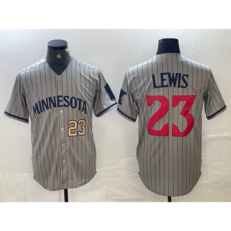 vanessashop Minnesota Twins #23 Royce Lewis Number 2023 Grey  Home Team Cool Base Stitched Jersey 2