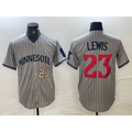 vanessashop Minnesota Twins #23 Royce Lewis Number 2023 Grey  Home Team Cool Base Stitched Jersey 2