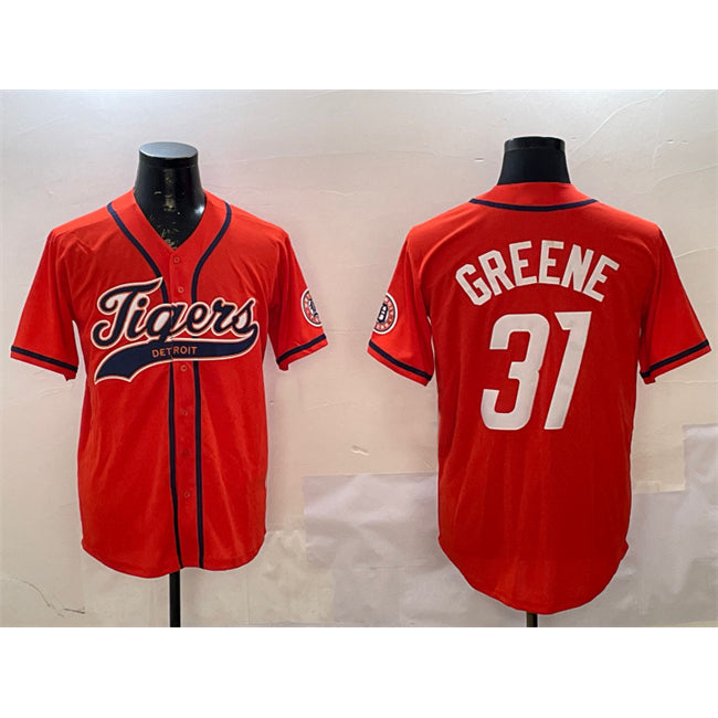 vanessashop Detroit Tigers #31 Riley Greene Orange  With Patch Cool Base Stitched Jersey 2