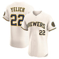 vanessashop Milwaukee Brewers #22 Christian Yelich Cream  Home Elite Player Jersey