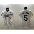 vanessashop Los Angeles Dodgers #5 Freddie Freeman White Gold  2024 World Series With No. 34 Patch Home Limited Stitched Jersey