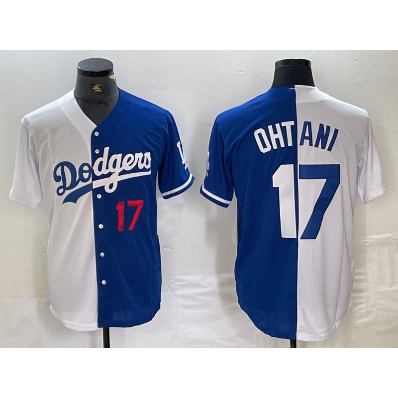 vanessashop Los Angeles Dodgers #17 Shohei Ohtani Number White Blue  Two Tone Stitched Jersey 2