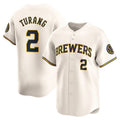 vanessashop Milwaukee Brewers #2 Brice Turang Cream  Limited Jersey
