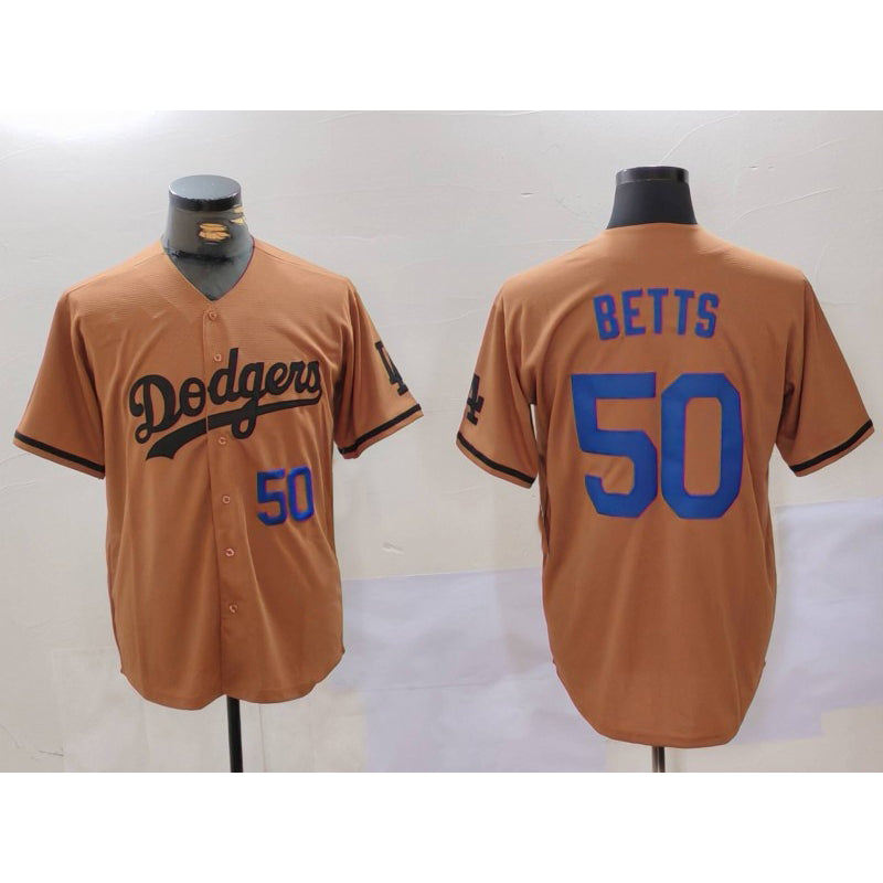 vanessashop Los Angeles Dodgers #50 Mookie Betts Number Olive  Cool Base Limited Stitched Jerseys