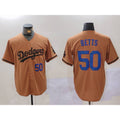 vanessashop Los Angeles Dodgers #50 Mookie Betts Number Olive  Cool Base Limited Stitched Jerseys