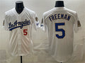 vanessashop Los Angeles Dodgers #5 Freddie Freeman White  2026 Gold Collection 9x & B2B Champs Patch Stitched Jersey