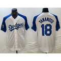 vanessashop Los Angeles Dodgers #18 Yoshinobu Yamamoto White Blue  Fashion Stitched Cool Base Limited Jerseys