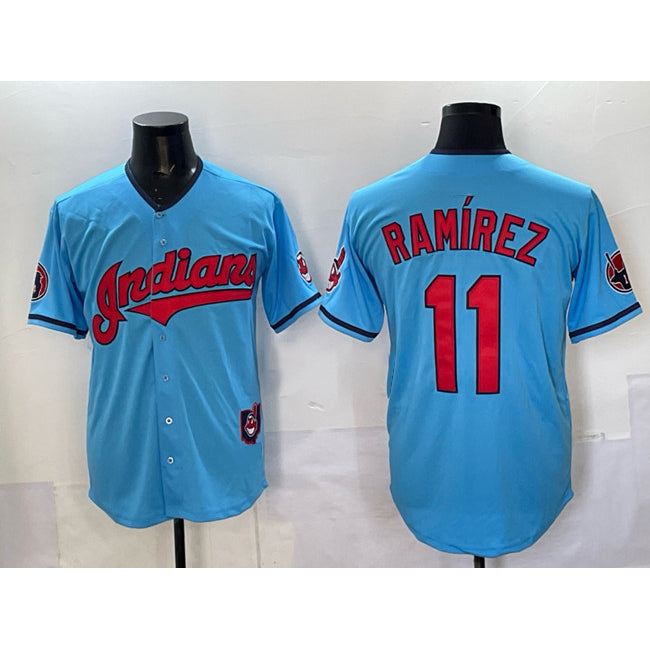 vanessashopCleveland Guardians #11 Jos¨¦ Ram¨ªrez Blue  Vapor Premier Limited Stitched Jersey