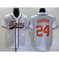 vanessashop Detroit Tigers #24 Miguel Cabrera White  Cool Base Stitched Jersey