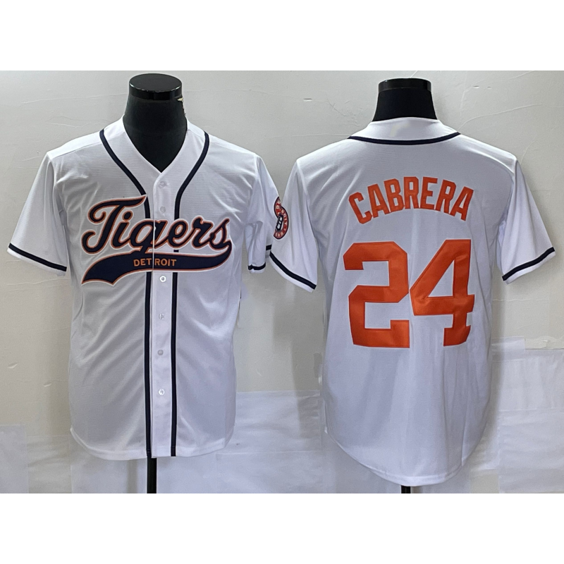 vanessashop Detroit Tigers #24 Miguel Cabrera White  Cool Base Stitched Jersey